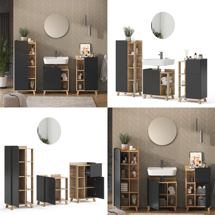 Vicco Set di mobili da bagno Antracite 4 parti