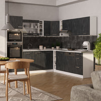 Vicco Cucina angolare completa Nero cemento/bianco 237 x 247 cm PT Rovere