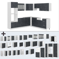 Vicco Cucina angolare completa Nero cemento/bianco 237 x 247 cm senza piano di lavoro