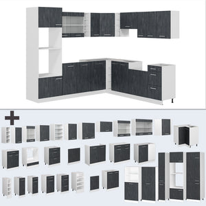Vicco Cucina angolare completa Nero cemento/bianco 237 x 247 cm PL Antracite