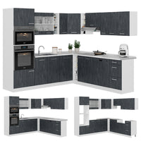 Vicco Cucina angolare completa Nero cemento/bianco 237 x 247 cm senza piano di lavoro