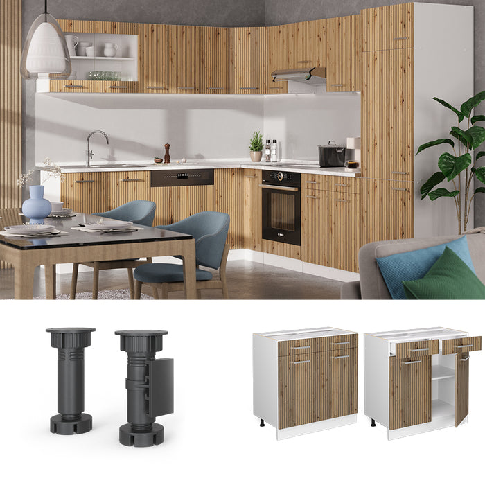 Vicco Mobiletto base per cucina Rovere artigianale 80 cm , PL Rovere