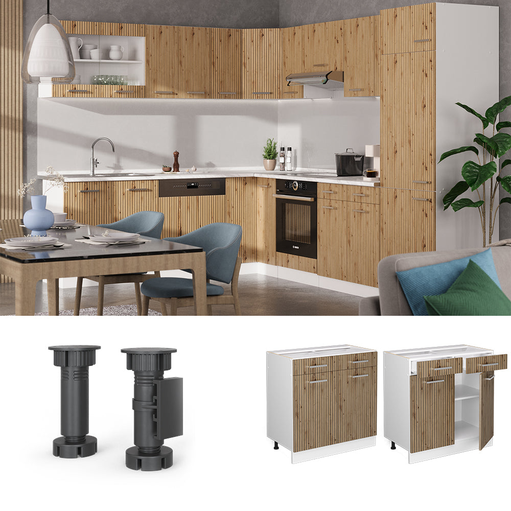 Vicco Mobiletto base per cucina Rovere artigianale 80 cm senza piano di lavoro