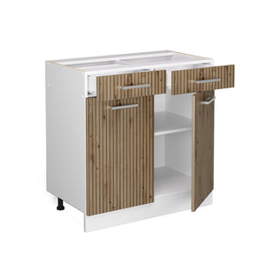 Vicco Mobiletto base per cucina Rovere artigianale 80 cm , PL Marmo