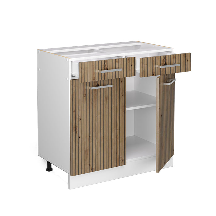 Vicco Mobiletto base per cucina Rovere artigianale 80 cm , PL Marmo