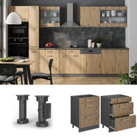 Vicco Mobiletto base per cucina Rovere artigianale 60 cm PL Marmo