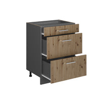 Vicco Mobiletto base per cucina Rovere artigianale 60 cm con cassetti, PL Rovere