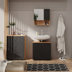 Vicco Set mobili bagno Antracite a righe 3 pezzi, con base 60 cm