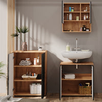 Vicco Set mobili bagno Antracite a righe 3 pezzi, con base 60 cm