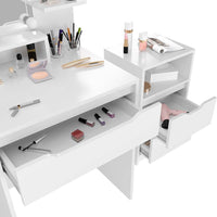 Vicco Tavolo da toeletta Bianco con cassettiera, illuminazione a LED e sgabello