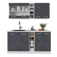Vicco Cucina completa Nero cemento/bianco 160 cm PL Marmo