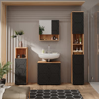 Vicco Set mobili bagno Antracite a righe 4 pezzi, con colonna