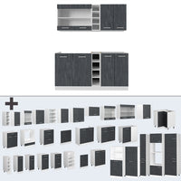 Vicco Cucina completa Nero cemento/bianco 160 cm senza piano di lavoro