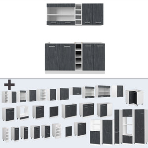 Vicco Cucina completa Nero cemento/bianco 160 cm PL Antracite