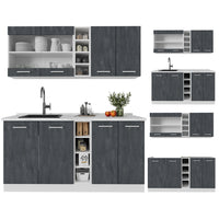 Vicco Cucina completa Nero cemento/bianco 160 cm PL Marmo