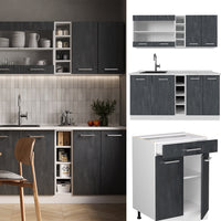 Vicco Cucina completa Nero cemento/bianco 160 cm PL Marmo