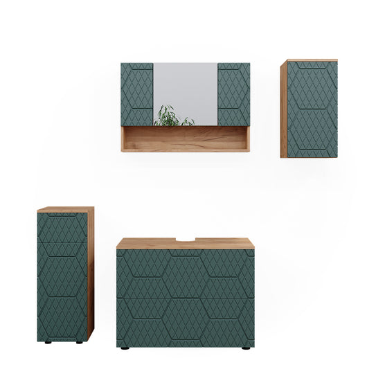 Vicco Set mobili bagno Quercia verde/oro 4 parti