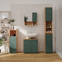 Vicco Set mobili bagno Quercia verde/oro 4 pezzi, con colonna