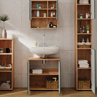 Vicco Set mobili bagno Quercia verde/oro 4 pezzi, con colonna