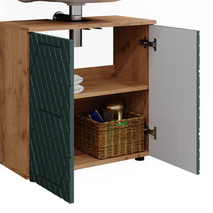 Vicco Set mobili bagno Quercia verde/oro 4 pezzi, con colonna