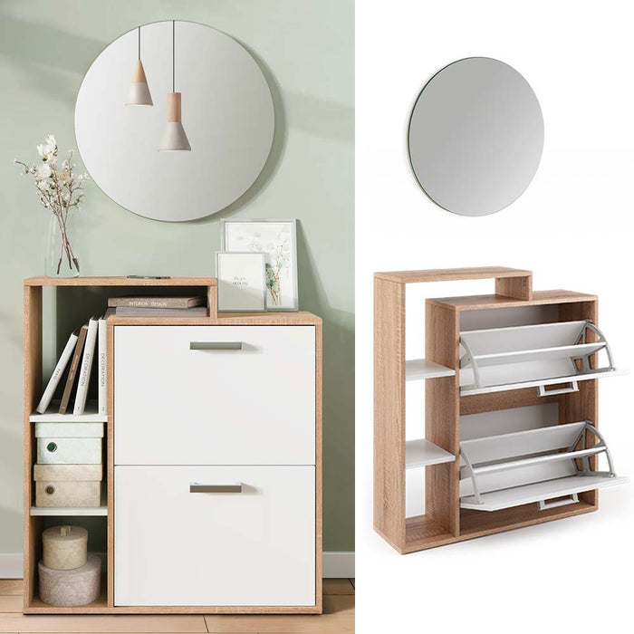 Vicco Scarpiera da ingresso Sonoma 2 parti, con specchio