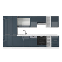 Vicco Mobile da cucina Blu scuro lucido 355 cm senza piano di lavoro