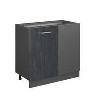Vicco Mobile ad angolo cucina Calcestruzzo nero 86 cm senza piano di lavoro