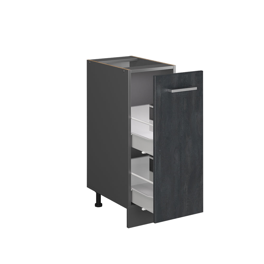 Vicco Armadio cucina dispensa alto Calcestruzzo nero 30 cm senza piano di lavoro