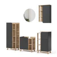 Vicco Set di mobili da bagno Antracite 5 parti