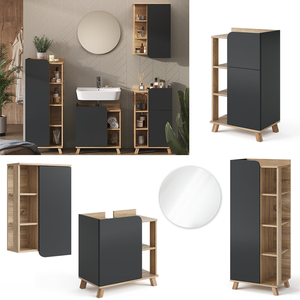 Vicco Set di mobili da bagno Antracite 5 parti