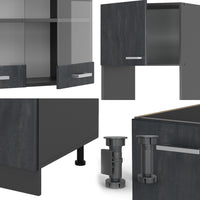 Vicco Cucina angolare completa Calcestruzzo nero/antracite 237 x 247 cm senza piano di lavoro