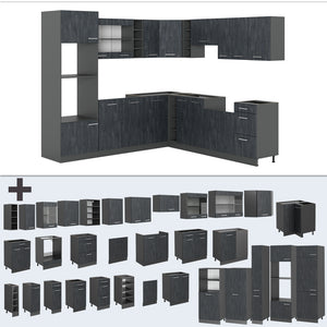 Vicco Cucina angolare completa Calcestruzzo nero/antracite 237 x 247 cm PL Marmo