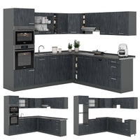 Vicco Cucina angolare completa Calcestruzzo nero/antracite 237 x 247 cm PL Antracite