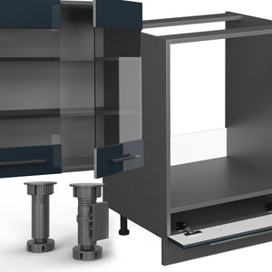 Vicco Cucina componibile Blu scuro lucido/antracite 355 cm , PL Marmo