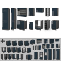 Vicco Cucina componibile Blu scuro lucido/antracite 355 cm , PL Rovere