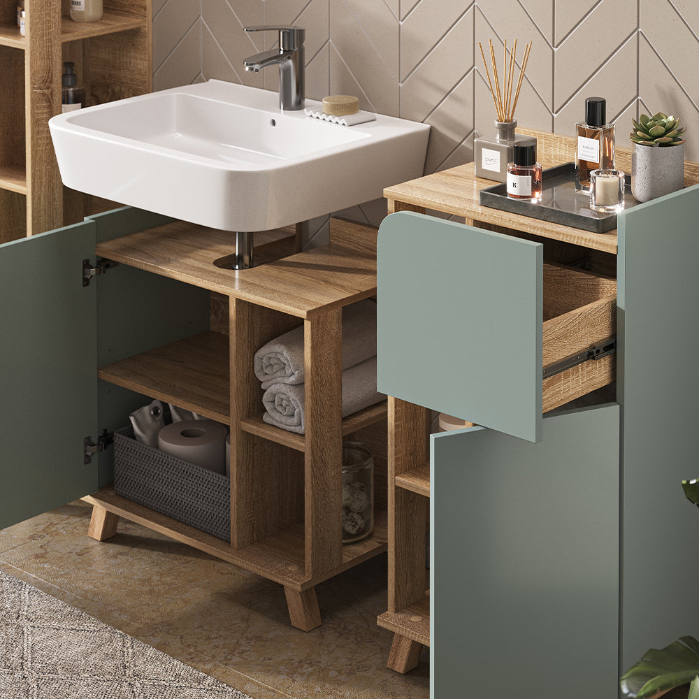 Vicco Set di mobili da bagno Grigio-blu 4 parti