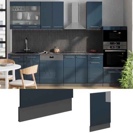 Vicco Fascia per lavastoviglie Blu scuro lucido 45 cm , PL Rovere