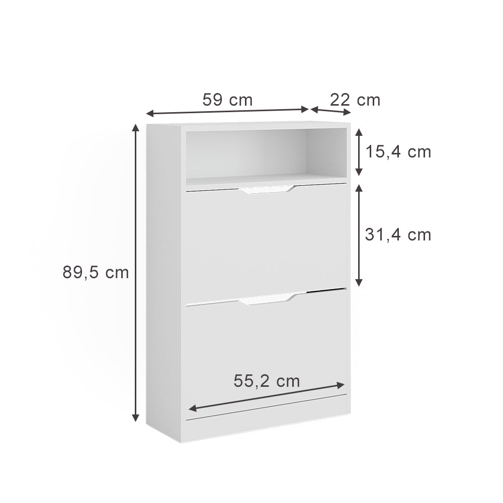 Vicco Scarpiera Bianco 22 x 89.5 cm con 2 scomparti