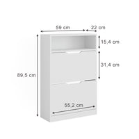Vicco Scarpiera Bianco 22 x 89.5 cm con 2 scomparti