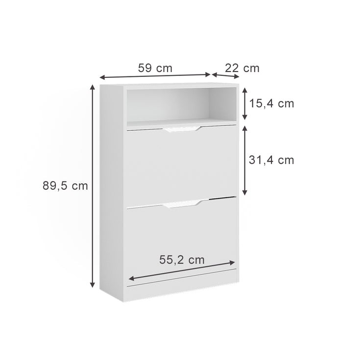 Vicco Scarpiera Bianco 22 x 89.5 cm con 2 scomparti