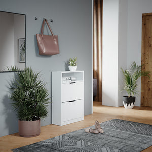 Vicco Scarpiera Bianco 22 x 89.5 cm con 2 scomparti