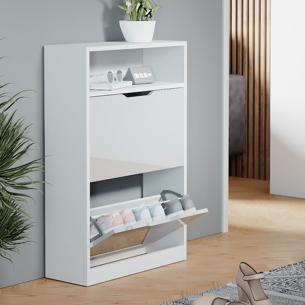 Vicco Scarpiera Bianco lucido 22 x 89.5 cm con 2 scomparti