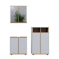 Vicco Set mobili bagno Bianco/Artisan 3 parti, unità midi con 2 porte