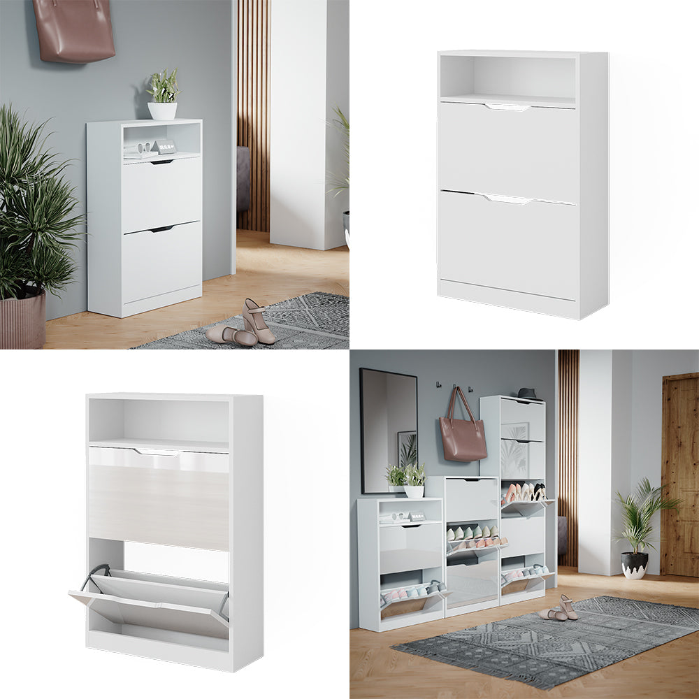 Vicco Scarpiera Bianco 22 x 89.5 cm con 2 scomparti