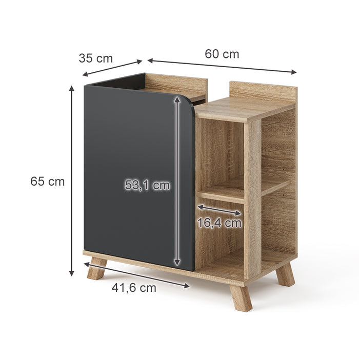 Vicco Mobiletto per lavabo Antracite 60 x 65 cm con porta e vani aperti