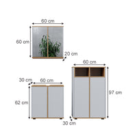 Vicco Set mobili bagno Bianco/Artisan 3 parti, unità midi con 2 porte