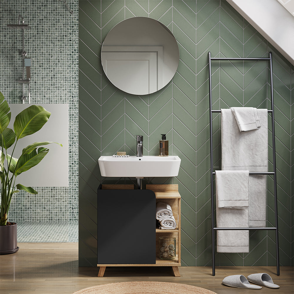 Vicco Mobiletto per lavabo Antracite 60 x 65 cm con porta e vani aperti