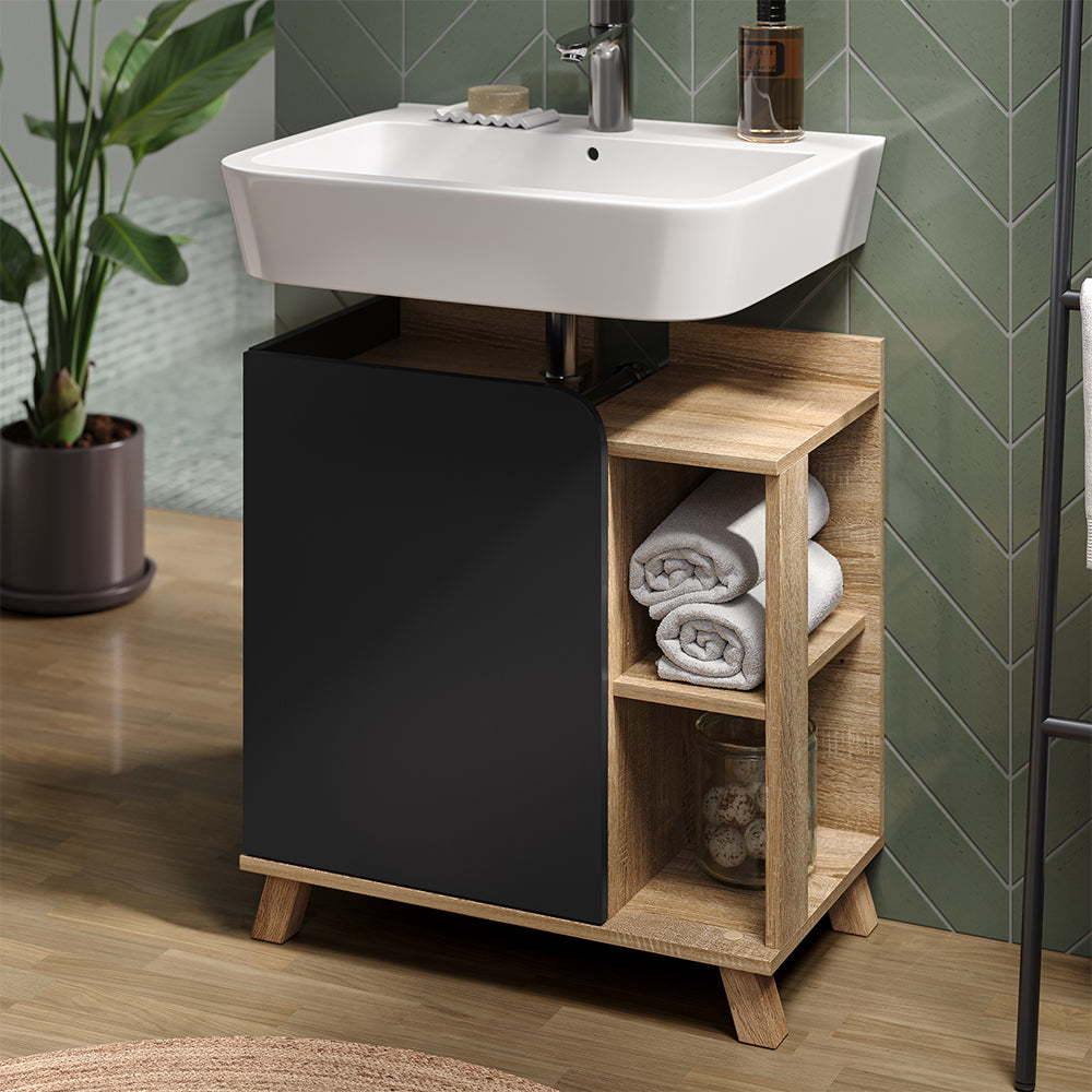 Vicco Mobiletto per lavabo Antracite 60 x 65 cm con porta e vani aperti