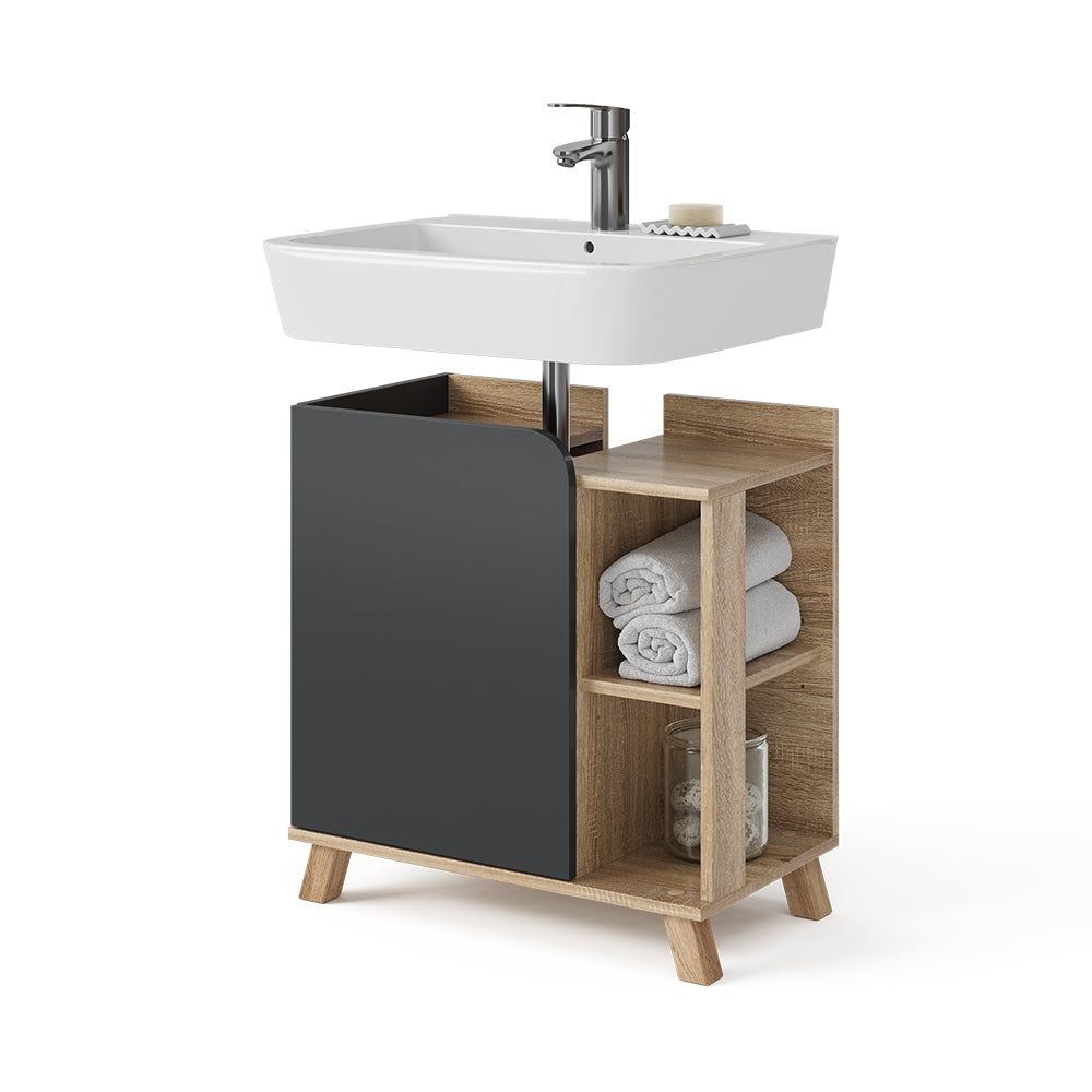Vicco Mobiletto per lavabo Antracite 60 x 65 cm con porta e vani aperti