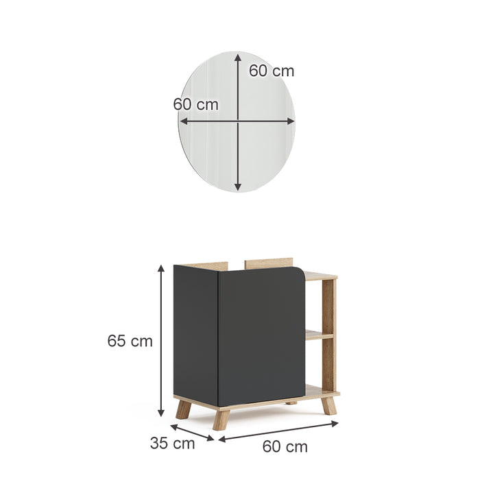 Vicco Set di mobili da bagno Antracite 2 parti